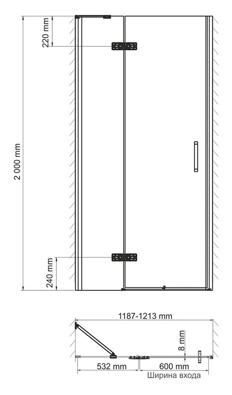 Душевая дверь WasserKRAFT Aller 120 см правая, прозрачные - фото 7
