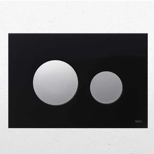 Клавиша смыва Tece TECEloop черное стекло, кнопки хром глянцевый - фото 1