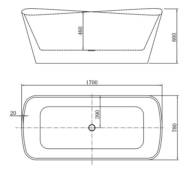 Ванна акриловая Aifol Annie Family, 153778 A04 Glossy White, 170 x 78 см, отдельностоящая, белый - фото 2