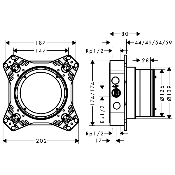 Смеситель для душа Hansgrohe ShowerSelect черный матовый - фото 3
