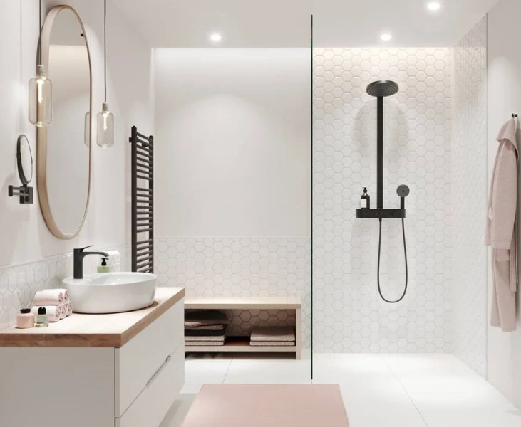 Душевая стойка Hansgrohe Pulsify черная матовая, со смесителем - фото 8