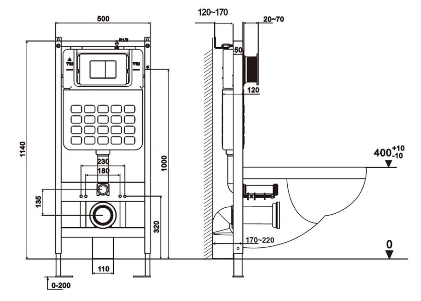 Унитаз с инсталляцией Abber BEQUEM AC1100-AC0105-AC0120 с кнопкой - фото 2