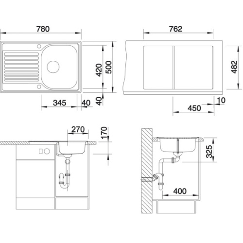 Мойка для кухни Blanco Tipo 45 S Compact 78 см сталь матовая - фото 4