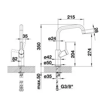 Смеситель для кухни, хром, Blanco Jurena-S, с 1 монтажным отверстием - фото 8