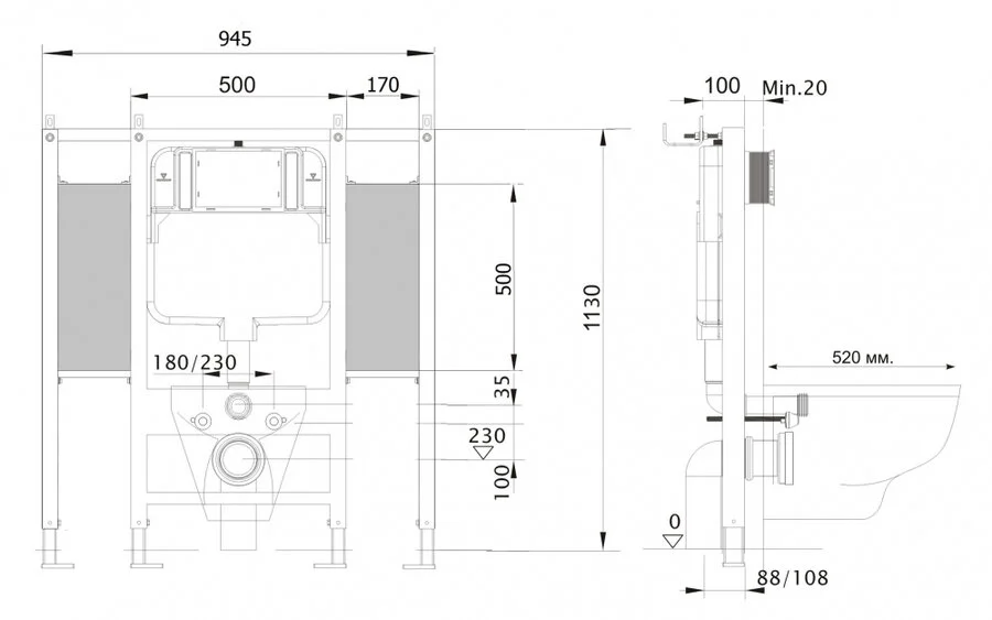 Инсталляция для унитаза Акватек с бачком - фото 2