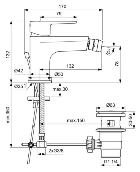 Смеситель для биде Ideal Standard Cerafine O одноручный - фото 2
