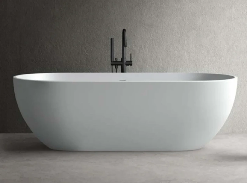 Ванна Uni-Flow Oval из искусственного камня Solid surface FS307-1750 Matt White, 175 х 75 см, белая матовая, без гидромассажа - фото 6