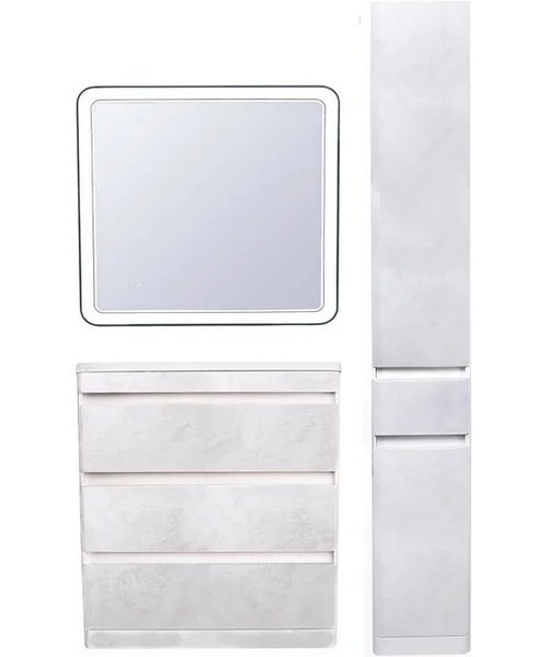 Шкаф-пенал напольный Style Line Атлантика 30 см бетон крем, пристенные, высокие - фото 6