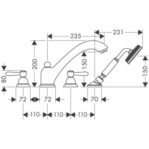 Смеситель на борт ванны Axor Carlton 17455 - фото 2