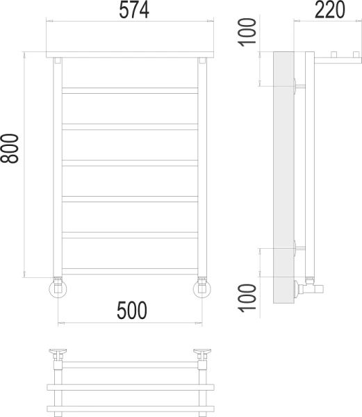 Полотенцесушитель водяной Terminus Контур П7 50х80 см с полкой - фото 2