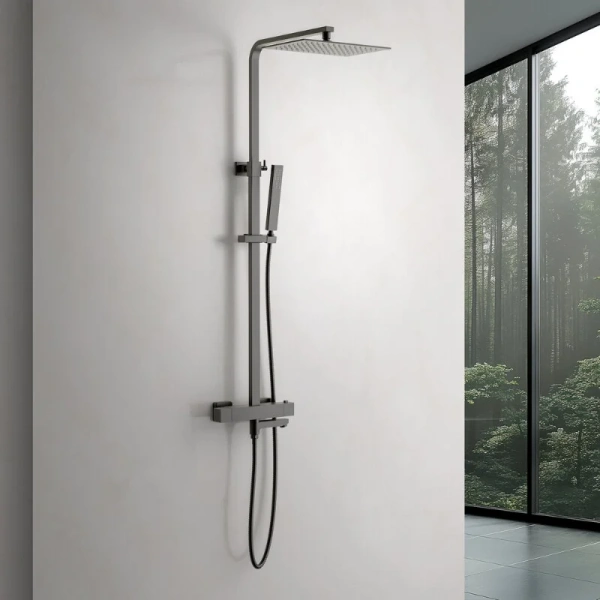 Душевая стойка Timo Tetra-Thermo черное золото, с изливом - фото 5