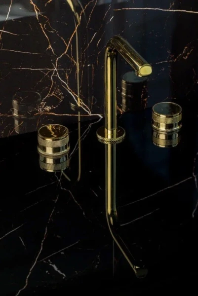 Смеситель для раковины Boheme Prestige золото, из латуни, округлая форма - фото 5