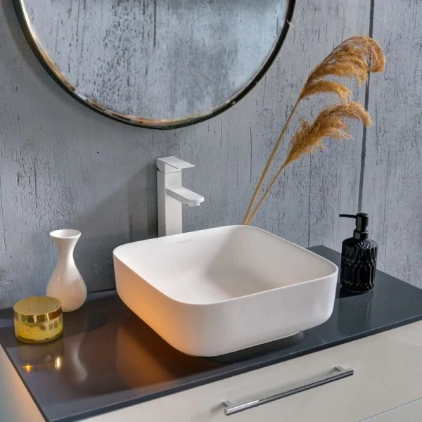 Раковина Montebianco Loreto Piazza 36 см белая матовая, из камня - фото 6