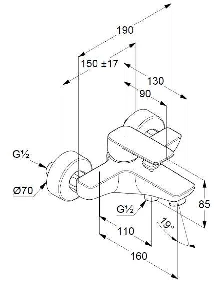 Смеситель для ванны Kludi Pure&Style 40681 однорычажный - фото 2