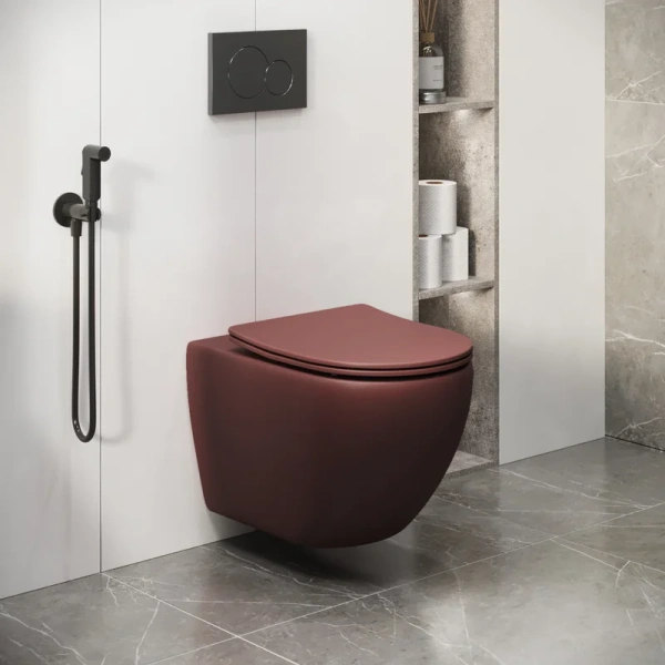 Унитаз подвесной Grossman Color бордовый матовый - фото 2