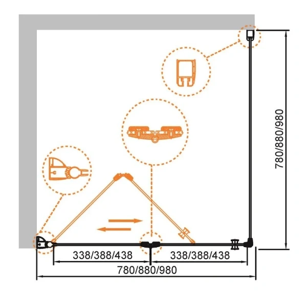 Душевой уголок Cezares Elena 100x100 см прозрачное стекло - фото 2
