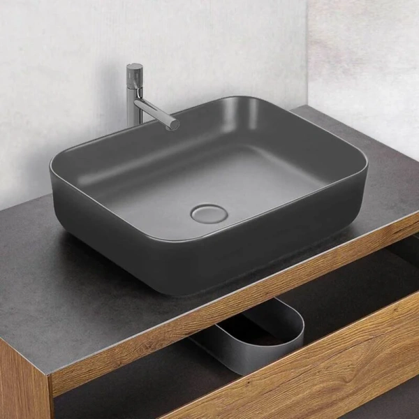 Раковина Vincea 50 см керамическая, антрацит матовый - фото 3