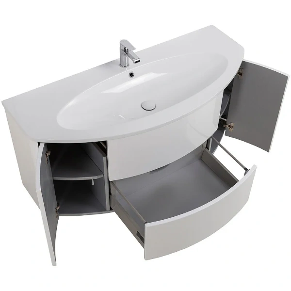 Тумба под раковину подвесная Cezares Eden 121 см Bianco lucido, моноблок - фото 5