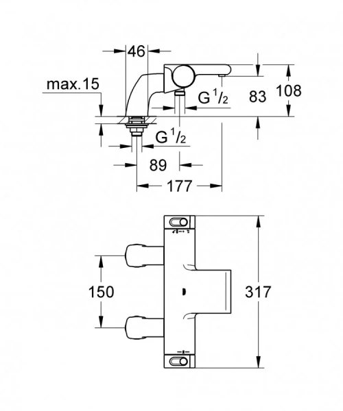 Смеситель для ванны термостатический Grohe Grohtherm 2000 34176001 - фото 2
