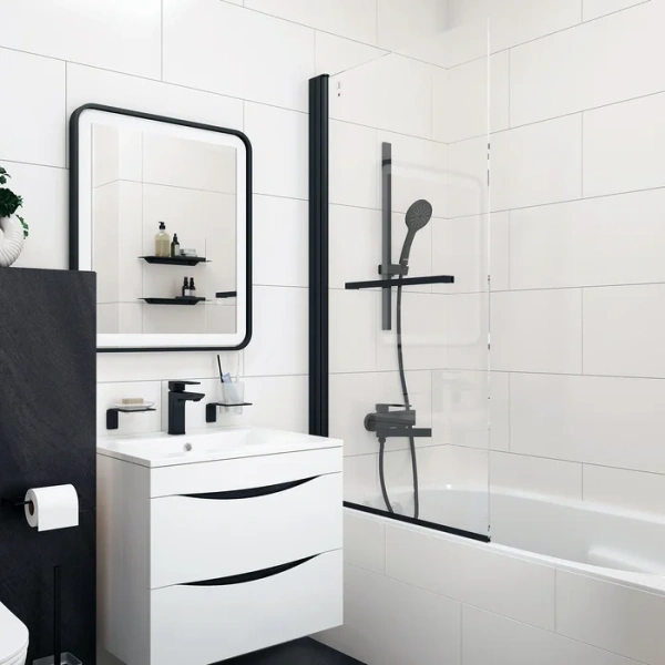 Шторка для ванны IDDIS Slide 75х145 см матовый черный, недорогие - фото 2