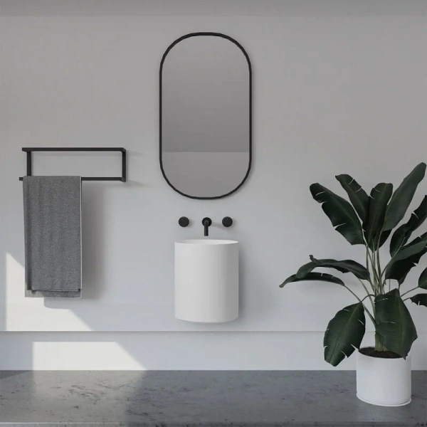 Раковина Abber Stein 42 см подвесная, круглой формы, моноблок - фото 5