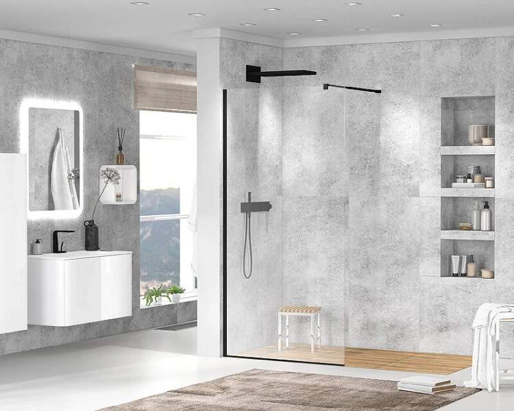 Душевая перегородка Cezares Liberta 70 см профиль черный, прозрачные - фото 5