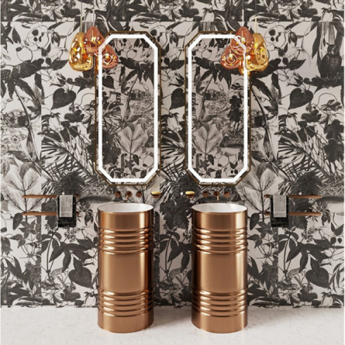 Раковина напольная Kerasan Artwork Barrel белый/розовое золото - фото 2