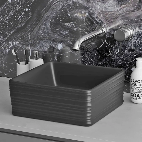 Раковина Grossman 39,5 см черная матовая, в форме чаши, квадратная - фото 5