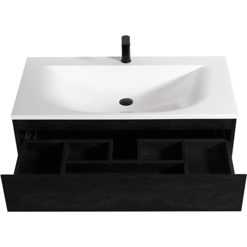 Тумба под раковину подвесная Cezares Molveno 100 см черная, под дерево - фото 9