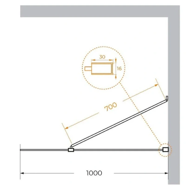 Душевая перегородка Cezares Liberta 100 см стекло графит, профиль черный - фото 2