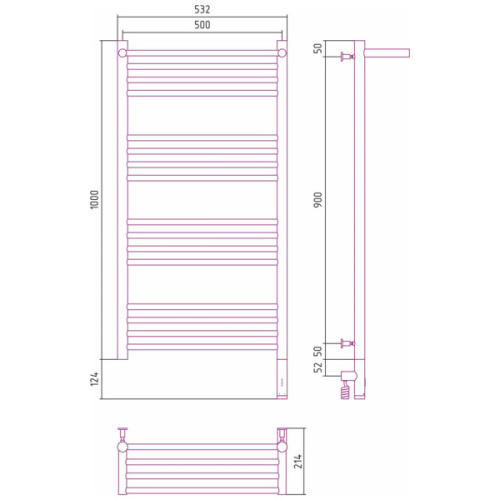 Полотенцесушитель электрический Сунержа Богема 3.0 50х100 см правый другие цветовые решения - фото 4
