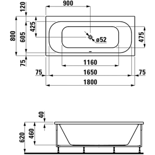 Ванна акриловая Laufen Solutions 2.2450.1, 2.2450.5, 2.2450.6 - фото 3