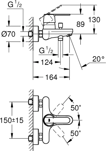 Смеситель для ванны Grohe Get хром - фото 3