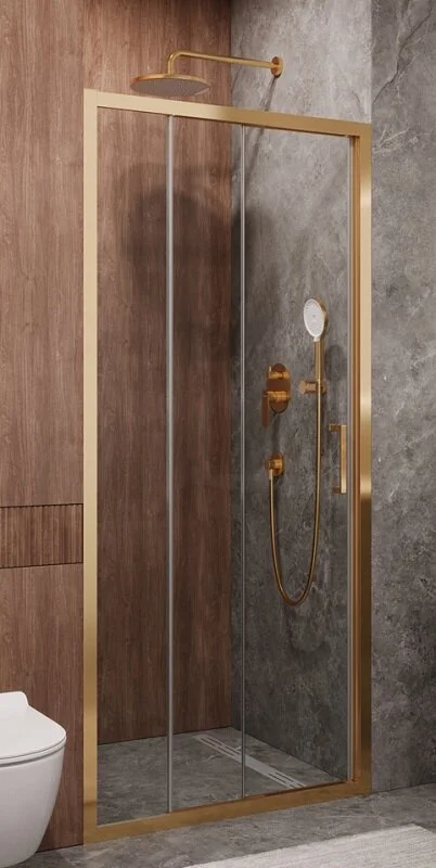 Душевая дверь в нишу Cezares Molveno 100 см стекло прозрачное профиль золото - фото 1