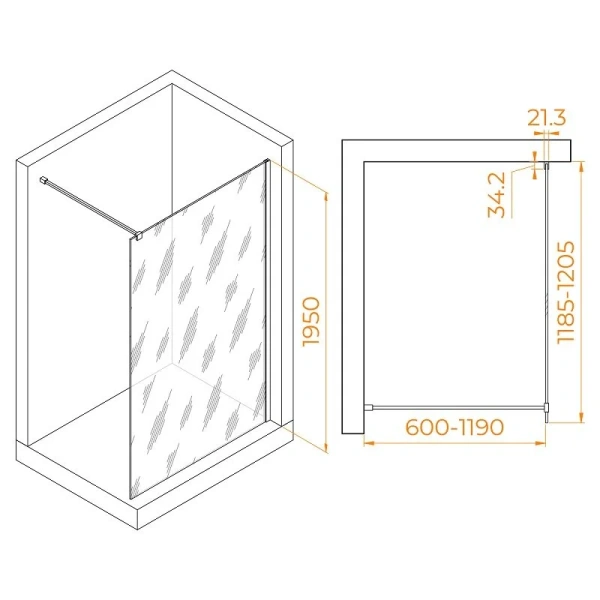 Душевая перегородка RGW Walk In WA-001 120 см профиль хром стекло прозрачное - фото 1