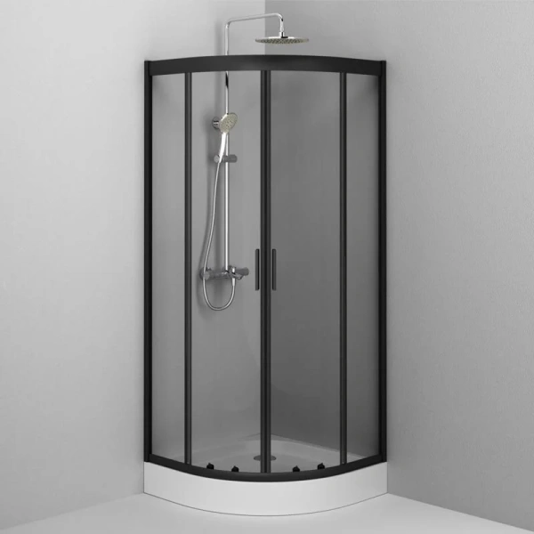 Душевой уголок Am.Pm Gem 80х80 см профиль черный матовый, недорогие, стеклянные, угловые, без поддона - фото 6