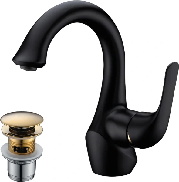 Смеситель для  раковины, черный/золото Lemark Swan LM5406BG - фото 2