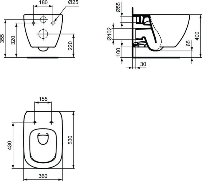 Унитаз с инсталляцией Ideal Standard Tesi черный матовый - фото 2