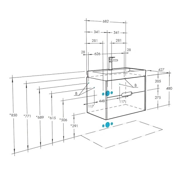 Тумба с раковиной подвесная Акватон Оливия 1A254301OL 70 см 2 ящика, в наличии - фото 2
