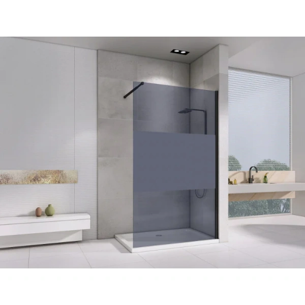 Душевая перегородка Abber Immer Offen 100 см стекло прозрачное, черные - фото 3