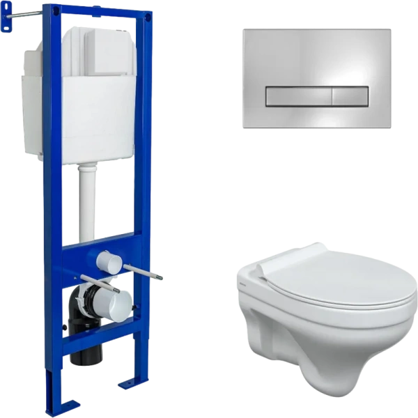 Унитаз с инсталляцией BERGES кнопка глянцевый хром - фото 1