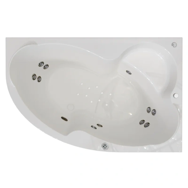 Гидромассажная ванна Радомир Ирма 2-81-2-1-9-217/2-81-2-2-9-217, 169 x 110 см, L/R, рама-подставка, фронтальная панель, слив-перелив, гидромассаж Терапия хром КУ 200, белая, угловые, приставные, встраиваемые - фото 6
