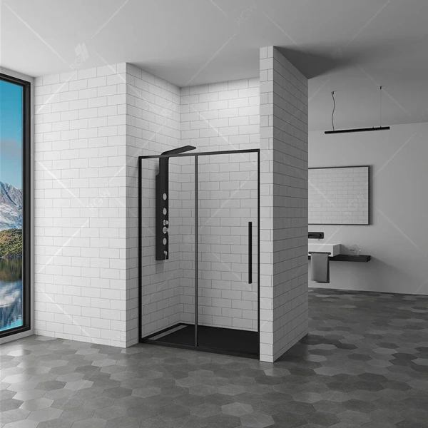 Душевая дверь в нишу RGW Stilvoll SV-12B 130 см профиль черный, стекло прозрачное - фото 1