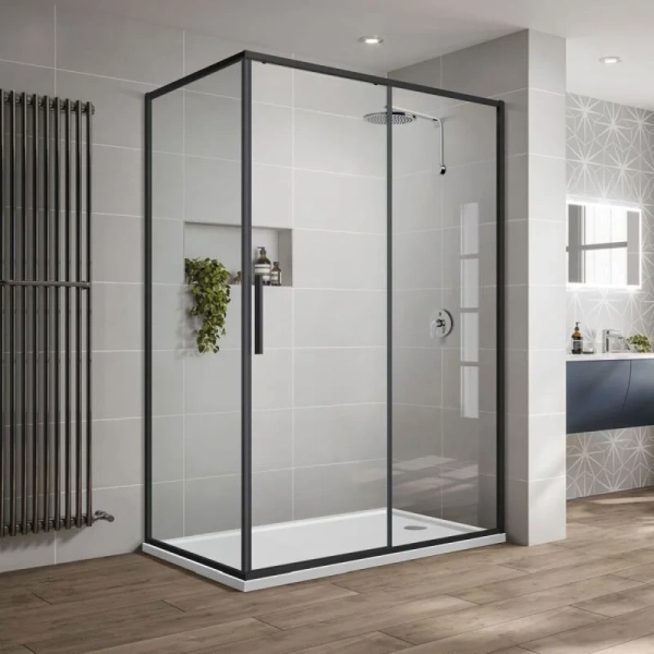 Душевой уголок Vincea Slim-U 120х90 см профиль черный - фото 1