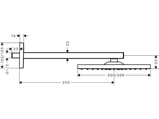 Верхний душ Hansgrohe Raindance E 26238 с держателем - фото 2