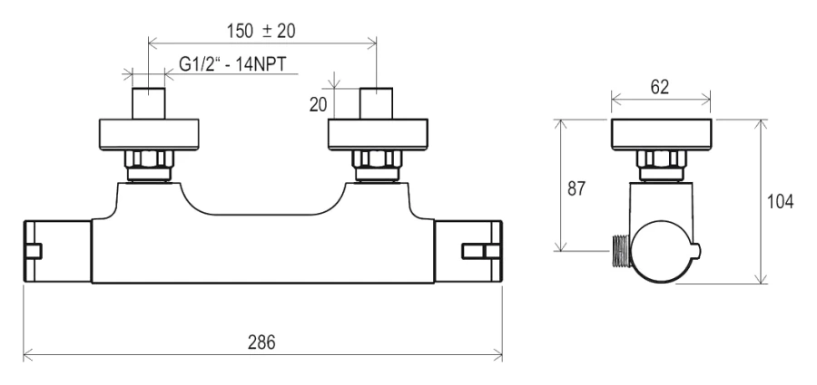 Смеситель для душа настенный термостатический без гарнитуры 150 мм Ravak Termo TE 032.00-150 X070034, округлая форма - фото 5