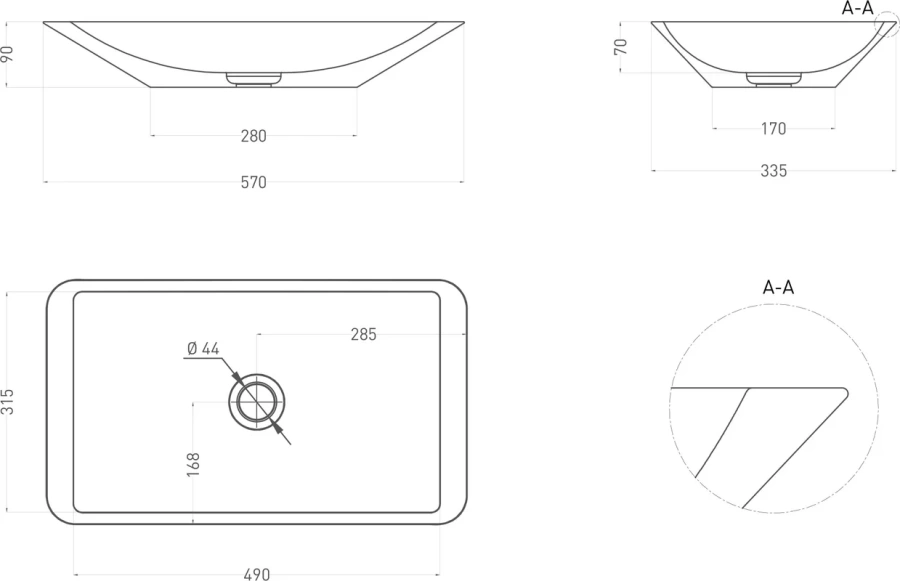 Раковина Salini Callista 03 57 см покраска по RAL полностью - фото 3
