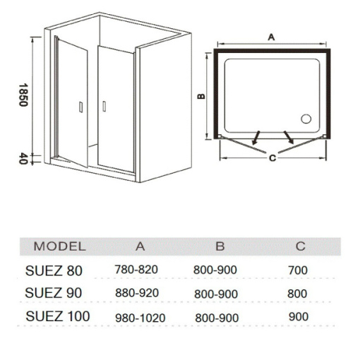 Душевая дверь в нишу River Suez 90 см матовое стекло - фото 3