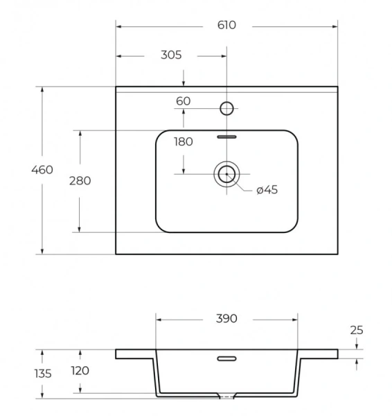 Раковина мебельная Cezares 61 см из искусственного мрамора, современные, hi-tech - фото 2