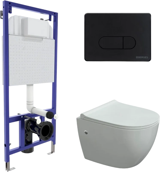 Унитаз с инсталляцией BERGES Okus с сиденьем микролифт - фото 1